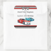 Rennwagen zum Geburtstag, Quadratischer Aufkleber (Tasche)