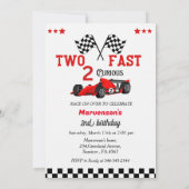Rennwagen Zwei schnelle Junge 2. Party Einladung (Rückseite)