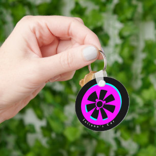 Rennwagenfelge Neon Pink Schwarz Schlüsselanhänger
