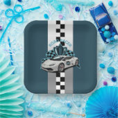 Rennwagenschild, grün, schwarz und weiß pappteller (Party)