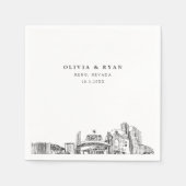 Reno Arch Skyline Wedding Paper Cocktail Napkin Serviette (Vorderseite)