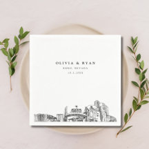 Reno Arch Skyline Wedding Paper Cocktail Napkin