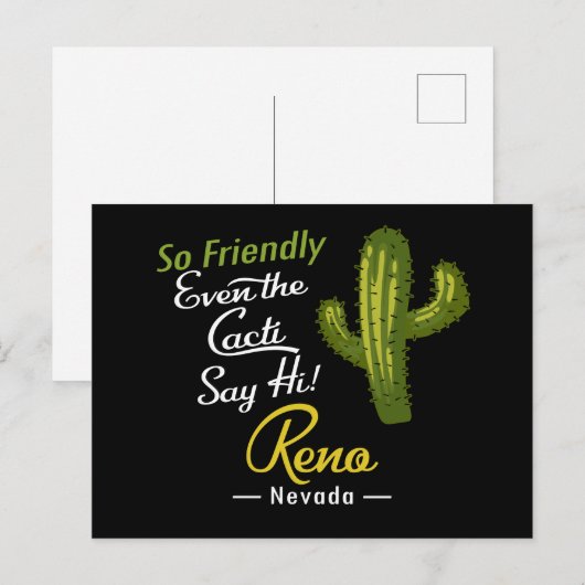 Reno Cactus Funny Retro Postkarte (Vorne/Hinten)
