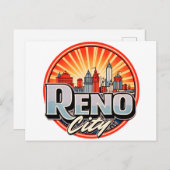 Reno City Nevada Skyline Postkarte (Vorne/Hinten)