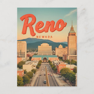 Reno City Nevada vintage Skyline Postkarte