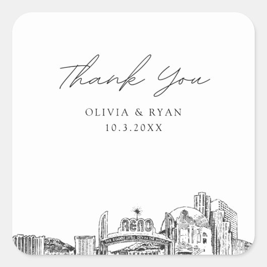 Reno Gastgeschenk Hochzeit Vielen Dank Quadratischer Aufkleber (Vorderseite)