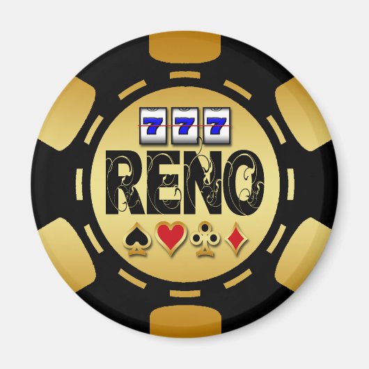 RENO GOLD UND SCHWARZ POKER CHIP MAGNET (Vorne)