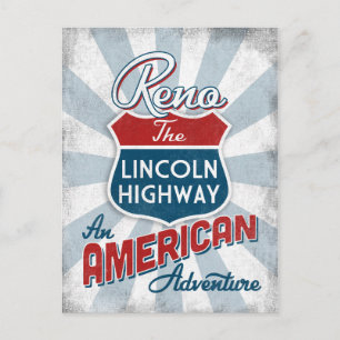Reno Lincoln Highway Vintage Amerika Nevada Postkarte