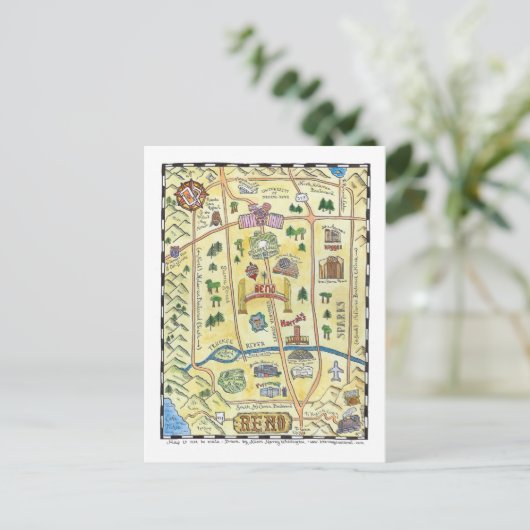 Reno Map Postkarte (Stehend Vorderseite)