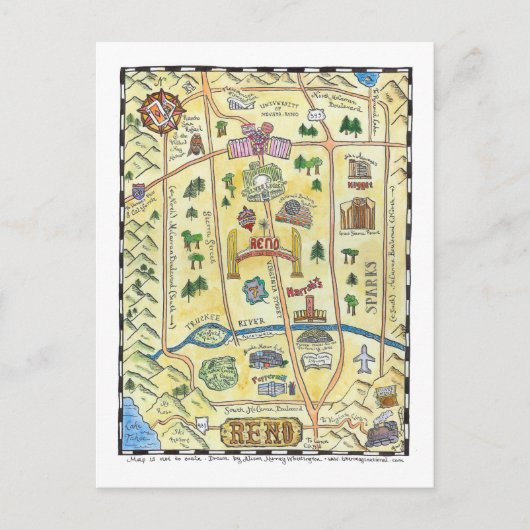 Reno Map Postkarte (Vorderseite)
