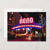 Reno, Nevada am Abend Postkarte (Vorne/Hinten)