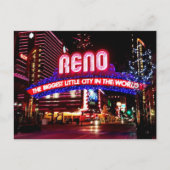 Reno, Nevada am Abend Postkarte (Vorderseite)