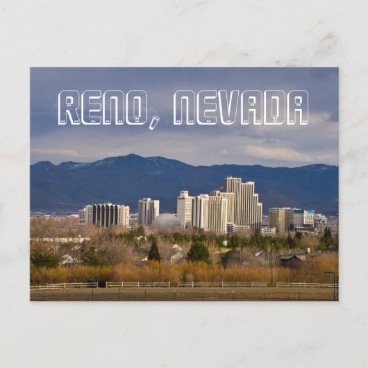Reno Nevada Downtown Skyline Postcard Postkarte (Vorderseite)