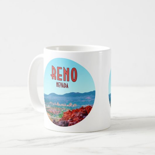 Reno Nevada Downtown Vintag Kaffeetasse (Vorderseite Links)