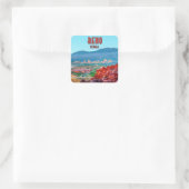Reno Nevada Downtown Vintag Quadratischer Aufkleber (Tasche)