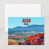 Reno Nevada Downtown Vintage Flachbildkarte (Vorne/Hinten)