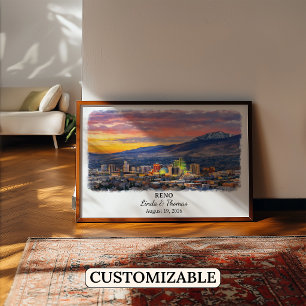 Reno Nevada Poster, Aquarell, Maßgeschneidert Poster