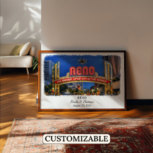 Reno Nevada Poster, Aquarell, Maßgeschneidert Poster