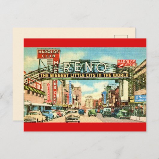 Reno Nevada Retro Postkarte (Vorne/Hinten)