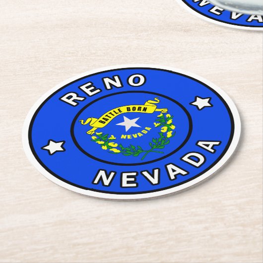 Reno Nevada Runder Pappuntersetzer (Angewinkelt)