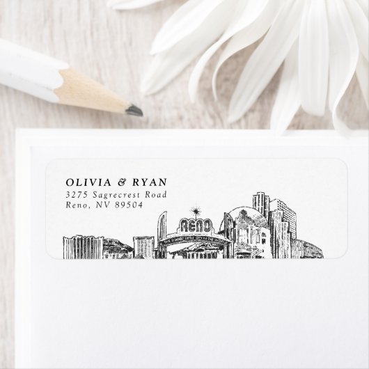 Reno Nevada Skyline Rücksendeadressen-Aufkleber (Insitu)