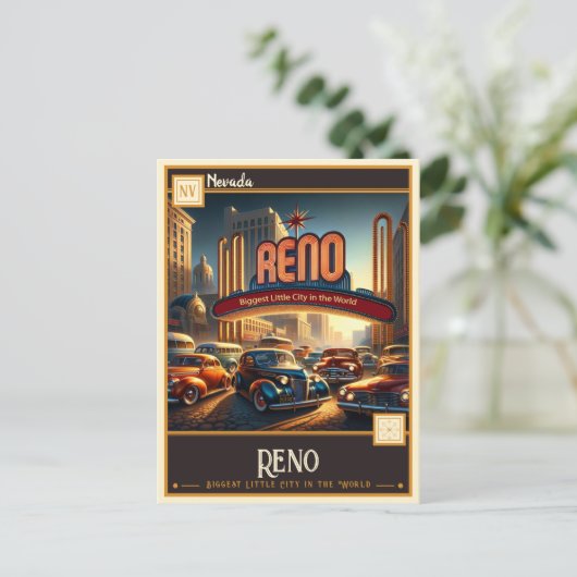 Reno Nevada | VINTAG Postkarte (Stehend Vorderseite)