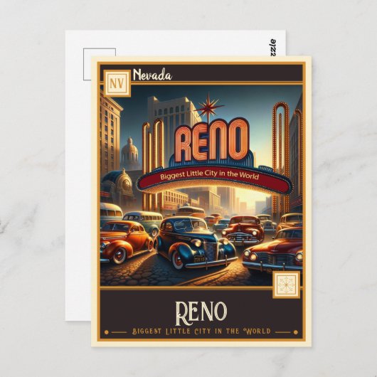 Reno Nevada | VINTAG Postkarte (Vorne/Hinten)