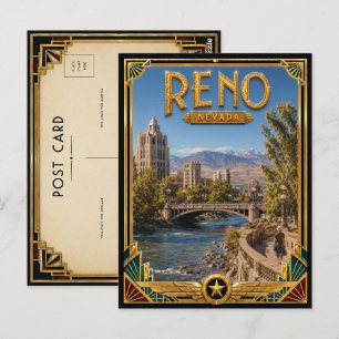 Reno Nevada Vintage Art Deco Golden Age Postkarte