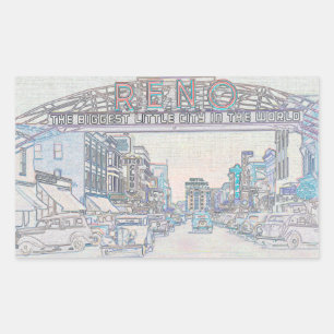 RENO NEVADA VINTAGE FARBE Neuseeland Rechteckiger Aufkleber