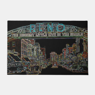RENO NEVADA VINTAGE FARBENFARBENE WATERCOLOR KUNST FUßMATTE