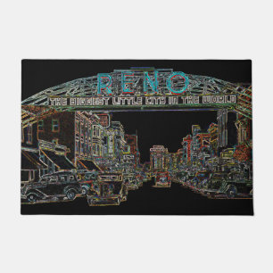 RENO NEVADA VINTAGE FARBENFARBENE WATERCOLOR KUNST FUßMATTE