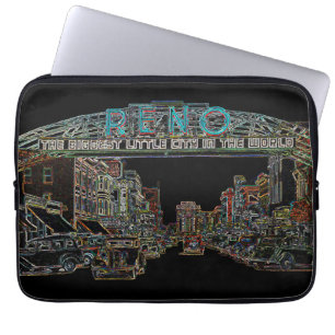 RENO NEVADA VINTAGE FARBENFARBENE WATERCOLOR KUNST LAPTOPSCHUTZHÜLLE