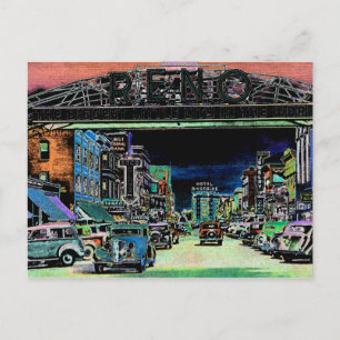 RENO NEVADA VINTAGE FARBENFARBKUNST POSTKARTE