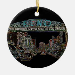RENO NEVADA VINTAGE FARBENFROH Neon Kunst Keramik Ornament