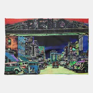 RENO NEVADA VINTAGE FARBENFROHE Aquarell-KUNST Geschirrtuch