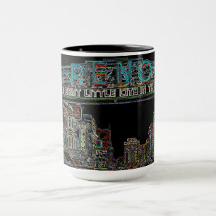 RENO NEVADA VINTAGE FARBENFROHE Aquarell-KUNST Tasse