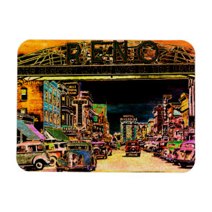 RENO NEVADA VINTAGE FARBENFROHE WATERCOLOR-KUNST MAGNET