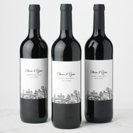 Reno Nevada Wedding Personalisiert Wine Label Weinetikett (Flaschen)