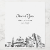 Reno Nevada Wedding Personalisiert Wine Label Weinetikett (Einzelnes Label)