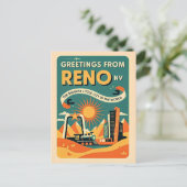Reno NV Retro Kunst Postkarte (Stehend Vorderseite)