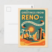 Reno NV Retro Kunst Postkarte (Vorne/Hinten)