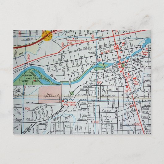 RENO, NV Vintage Karte Postkarte (Vorderseite)