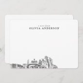 Reno Skyline Sketch Personalisiert Moderne Mitteil Mitteilungskarte (Vorne/Hinten)