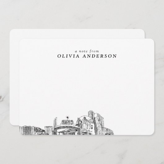 Reno Skyline Sketch Personalisiert Moderne Mitteil Mitteilungskarte (Vorne/Hinten)