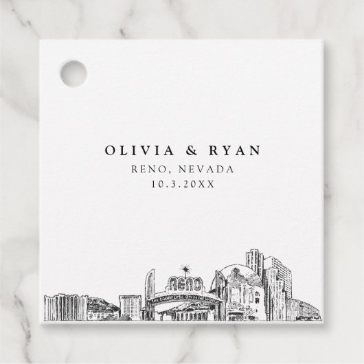 Reno Skyline Wedding Geschenkanhänger (Vorderseite)