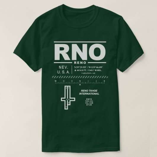 Reno Tahoe Internationaler Flughafen RNO T - Shirt (Design vorne)