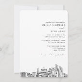 Reno Wedding Custom Skyline Sketch Einladung (Vorderseite)