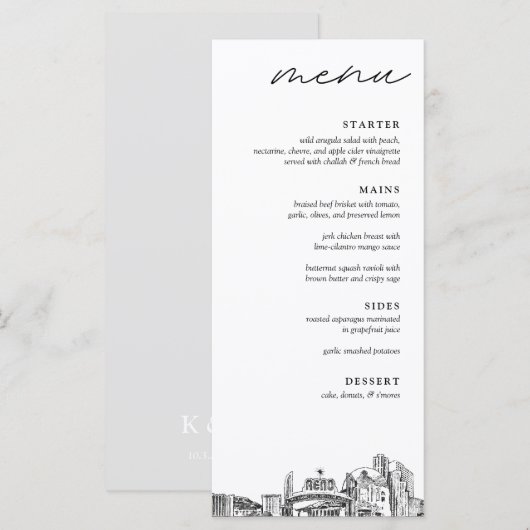 Reno Wedding Dinner Menü Menükarte (Vorne/Hinten)