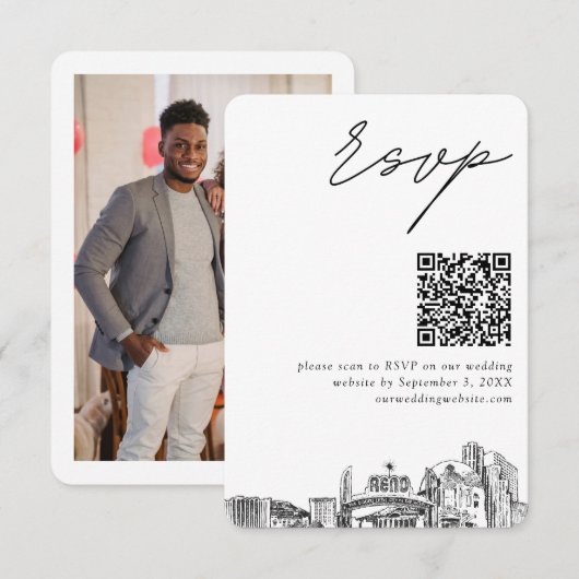 Reno Wedding RSVP QR Code Small Enclosure Card Begleitkarte (Vorne/Hinten)