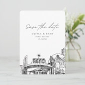 Reno Wedding Save the Date Downtown Wedding Einladung (Stehend Vorderseite)